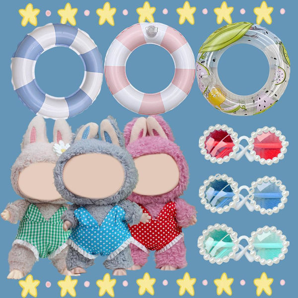 Dockkläder Outfit Tillbehör För Ropa Labubu 17cm bomulls docka Baddräkt H1D9 red glasses no doll