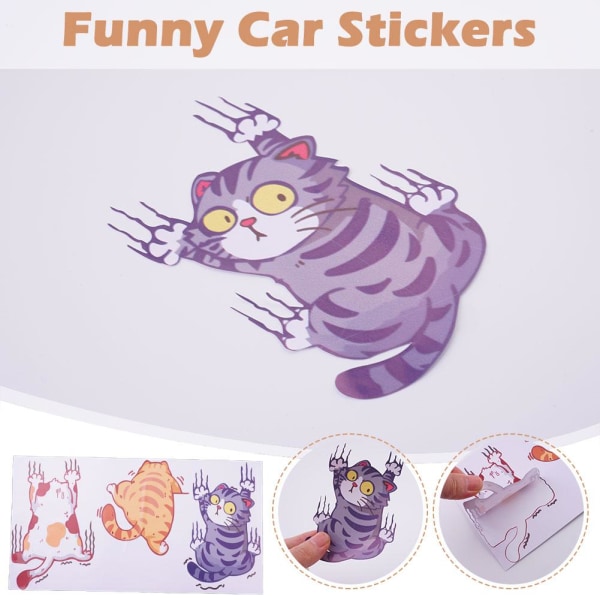 Rolig katt-bilsticker, 3-pack Personlig bilrepa katt vinyl C One-size
