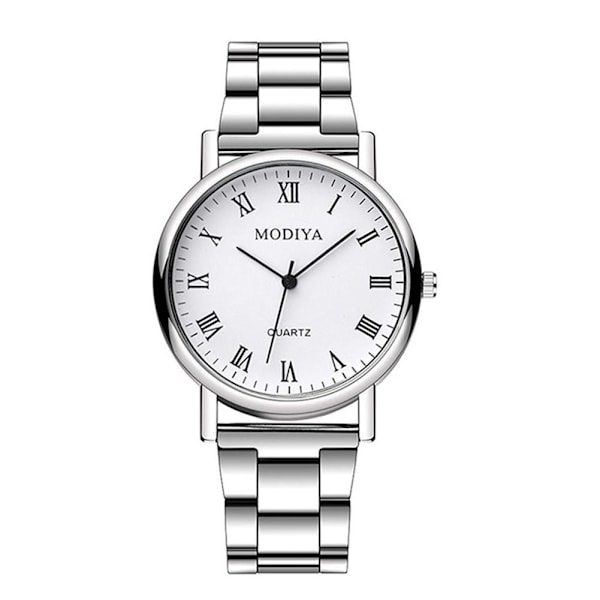 Herr Quartz Klocka Rostfritt Stål Armband Affärsklocka Mode Enkel Legeringsklocka För E7T0 White Roman scale