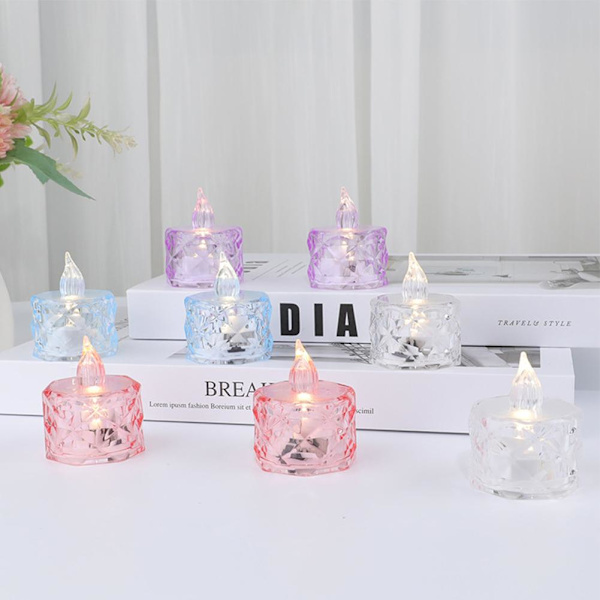 Flameless LED Värmeljus Fladdrande Batteridrivna Juldekorationer L4U6 Pink One size