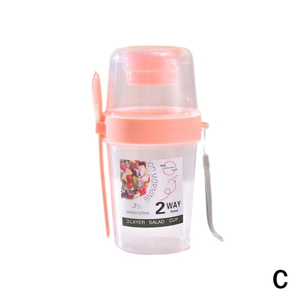 Frukostsalladkopp Havregrynkopp Bärbar frukt och grönsaker med Fo  pink 560ml+310ml