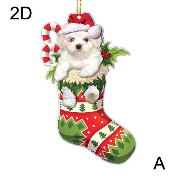 Jul hund prydnad Xma träd hängande tecken statyer dekoration 1 1pc