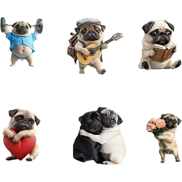 LQQDREX Bedårande Mops Akryl Bil Luftventil Doftspridare, 2D Söt Hunddesign Solid Doft, Mops Luftfräschare Dekorativa Tillbehör, Cu F One size