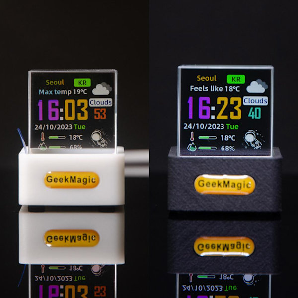 Geek-Magic Mini 3D Hologram Kub Display, Smart Väderstation Digital Klocka, GIF Animation Kreativ Gåva Cool Skrivbordsdekor Flexibel Display