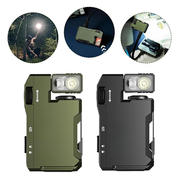 G5 Uppladdningsbar EDC Ficklampa, 400 Lumen Dubbla Ljuskällor Mi Green 1pc