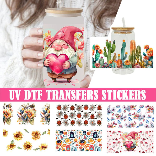 UV DTF Cup Wrap Solros, Transfer Sticker för Glas kaffekopp D1931 1pc