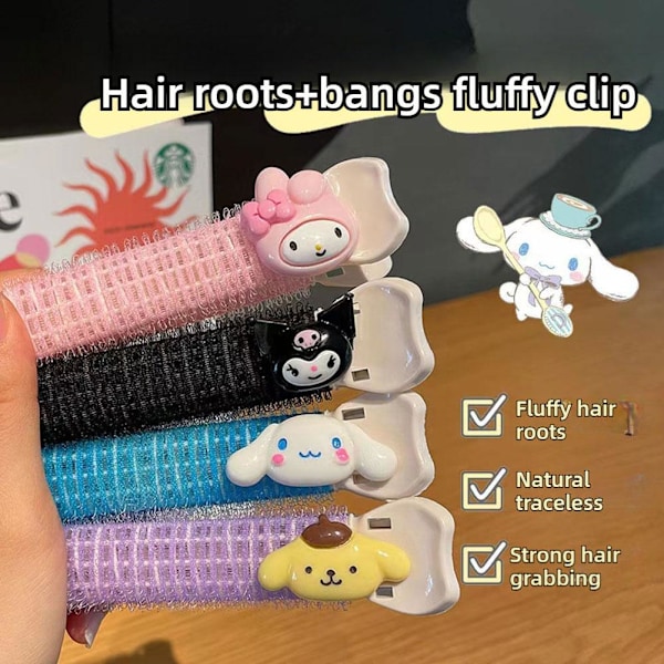 Fluffiga Hårclips med Skalle Topp Set med Lugg Lockigt Hår purple 1pcs