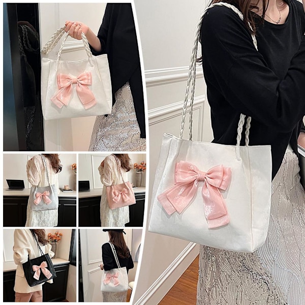 Vacker Klassisk Stor Rosett Axelväska Rosett Axelväska PU Mode Ny E2 Pink One size