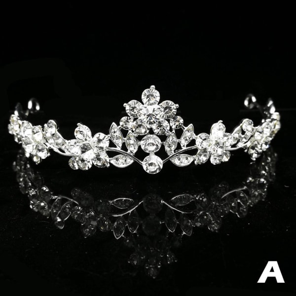 Rhinestone Leaves Crown Brudbröllop Tiara Alloy Håraccessoar A One size
