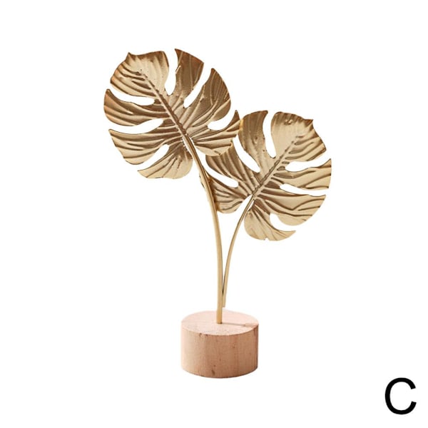 Staty Ginkgo Leaf Ornament Metall Guld Blad Skulptur Modern Ho Double leaf 1pcs