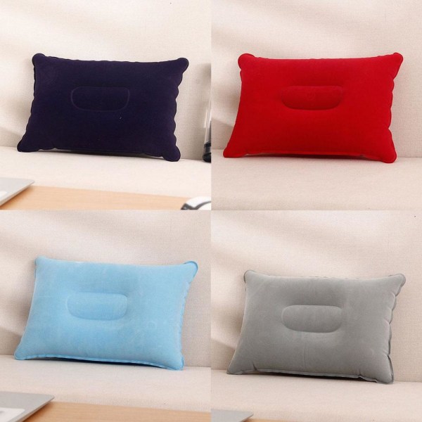 Bekväm ultralätt uppblåsbar PVC-flockad luftkudde för sömn C light blue 22*34CM