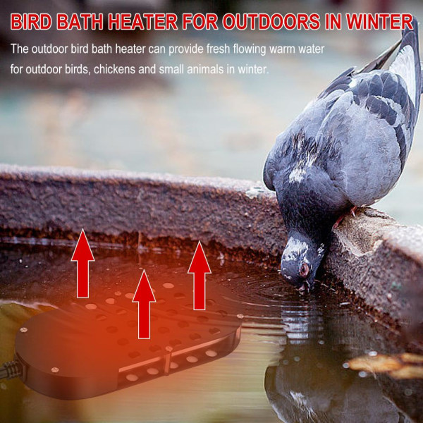 Fågelbadvärmare för utomhusbruk på vintern, 250 watt uppvärmd fågel B Black one