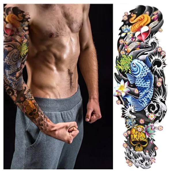 Helarms-tatuering med vattentäta tatueringsdekaler Helarmsimitation Tatuering R0 QB-3003 1pcs