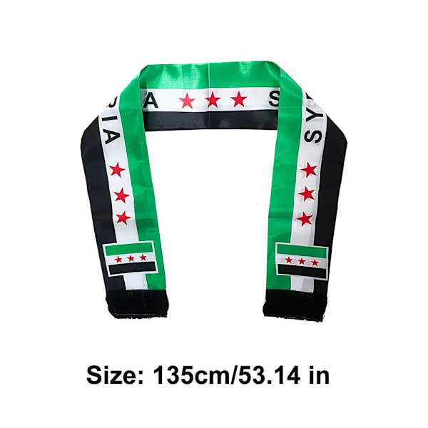 Syrien Syriska Landet Lättviktig Flagga Tryckt Stil Scarf 135cm/53.14 tum W4X3