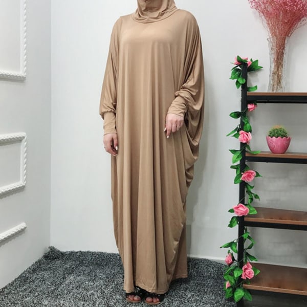 Ramadan One Piece Böneklänning Plagg Kvinnor Hooded Abaya apricot One Size