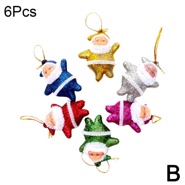 En set med 6st mini jultomtehänge julgranshängande De colorful 6pcs/pack
