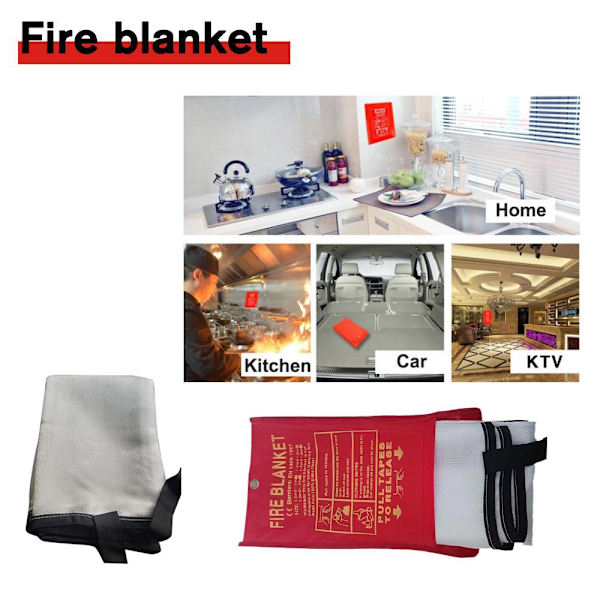 Brandfilt, Nödbrandsläckningsfilt för Hemmakök, Förberedd HOTN 1*1m one-size