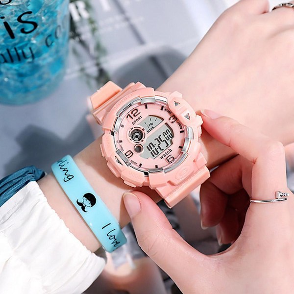 Fashion Sportklocka Elektronisk LED Ljusande Vattentät Klocka För Studenter Pink One size