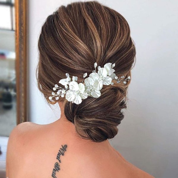 Kristall- och pärlblomma hårklämma för brud, från accessoire K8C L4K4