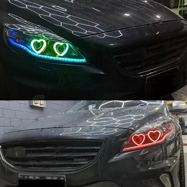 Rgb Färgglada Kärlek Led Modifierade Bilstrålkastare Kärlek Dekorativ App Mobil Bluetooth Bländare C4n8