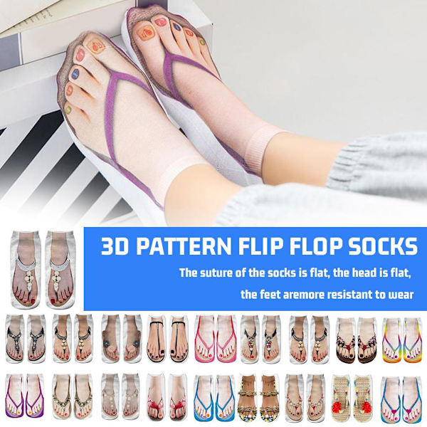 IUYQY Flip Flop-strumpor Roliga Manikyr Tryckta Strumpor Nyhet Flip-fl C One Size