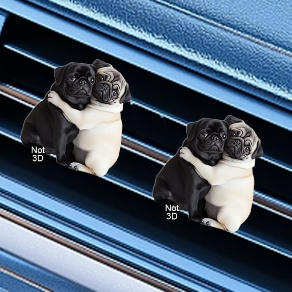 LQQDREX Bedårande Mops Akryl Bil Luftventil Doftspridare, 2D Söt Hunddesign Solid Doft, Mops Luftfräschare Dekorativa Tillbehör, Cu F One size