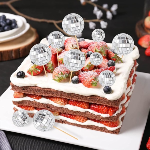3/5/12st Rör Disco Cake Sign Prom Dekorationer Mini Cakes Mirro sliverA 3cm