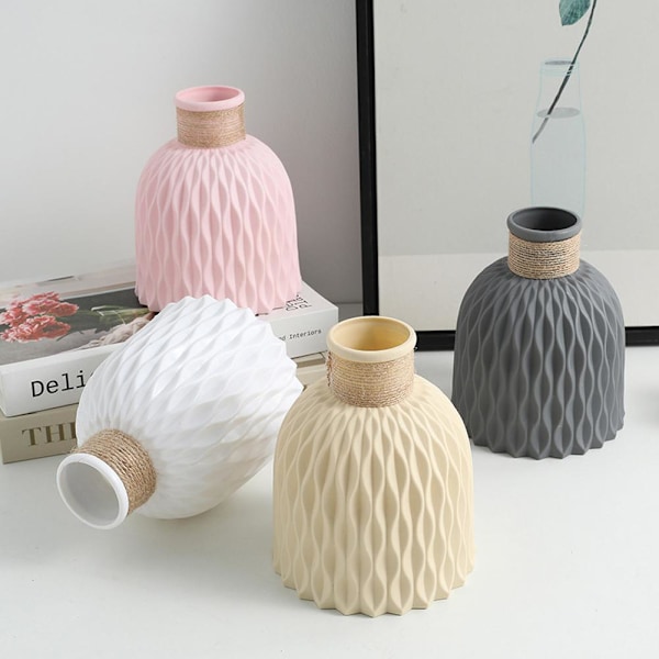 Estetisk Skandinavisk Plastvas Home Decor Blomvas Pasu beige 1pcs