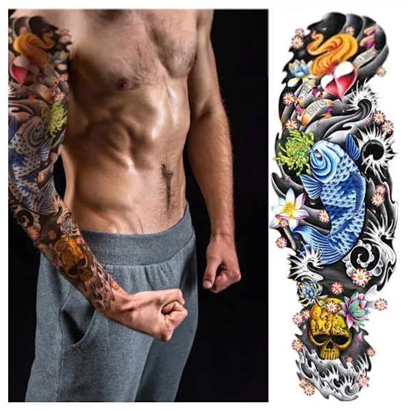 Helarms-tatuering med vattentäta tatueringsdekaler Helarmsimitation Tatuering R0 QB-3003 1pcs