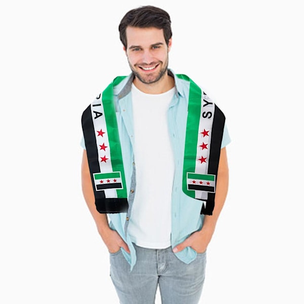 Syrien Syriska Landet Lättviktig Flagga Tryckt Stil Scarf 135cm/53.14 tum W4X3