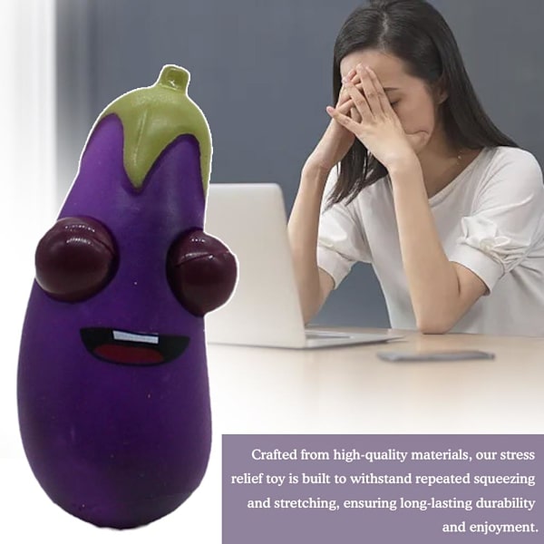 Klämleksak Lila Aubergine Mjuk Stresslindring Avslappning Grönsak A0E5