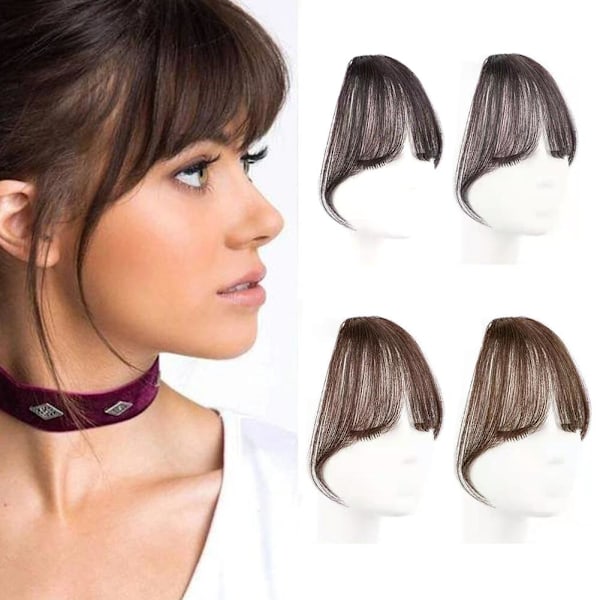 Falska lugg 3D Franska lugg Peruk Kvinnors Pannhår Gardin Hea Brownish black 1pcs