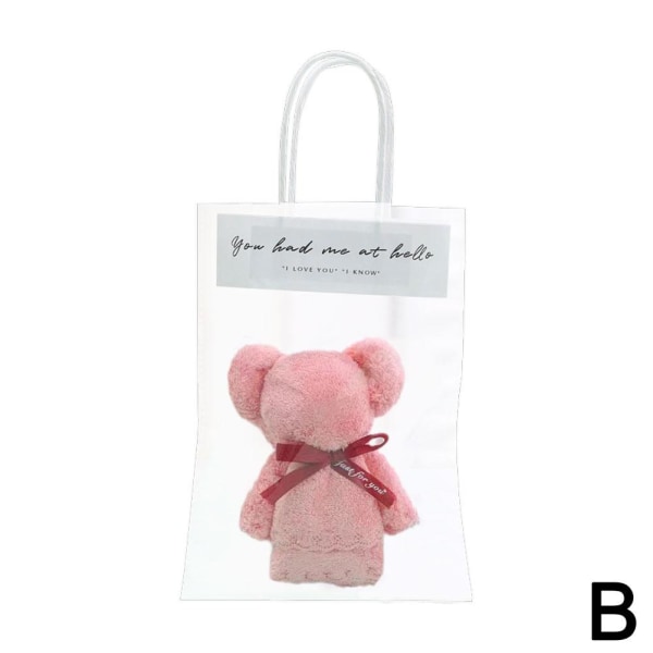 Söt handduksbjörn för present vänskap bröllopspresent födelsedagspresent pink 1PC