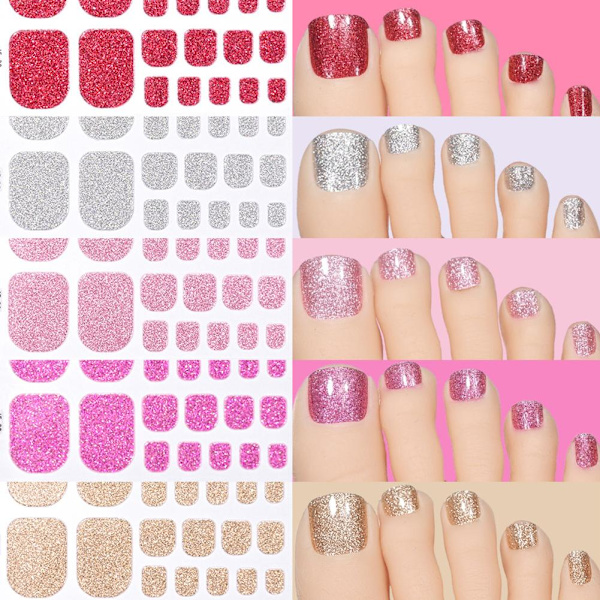 Glitter Tånageldekor Självhäftande Full Täckning Ren Färg Tånagel Wraps GXU  JF-26 1pcs