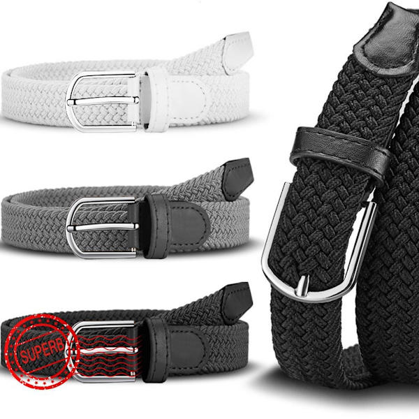 Vävt elastiskt stretchbälte i canvas för män och kvinnor, utan hål V9k1 Black One size