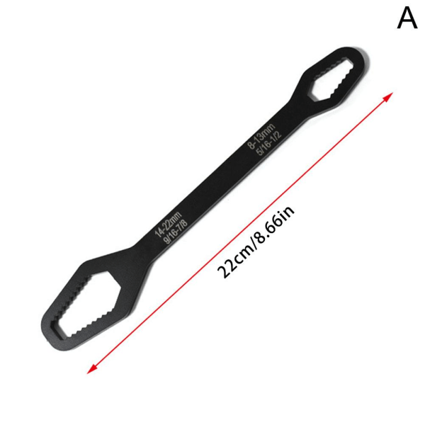 Dubbelsidig självåtdragande skiftnyckel 3-17 mm 8-22 mm black  22cm