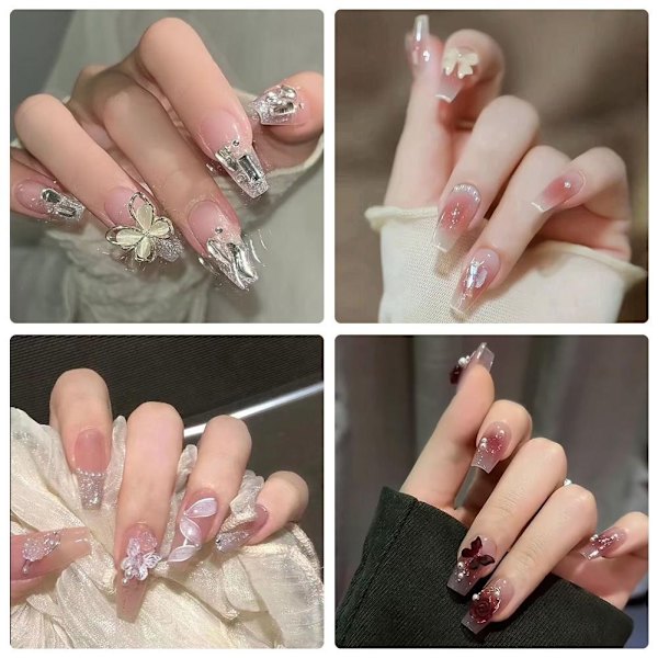 Bärbar Nagelplåster Ren Åtrå Vind Medium Längd Falska Naglar Nagelplåster Bär L1I4 6 set