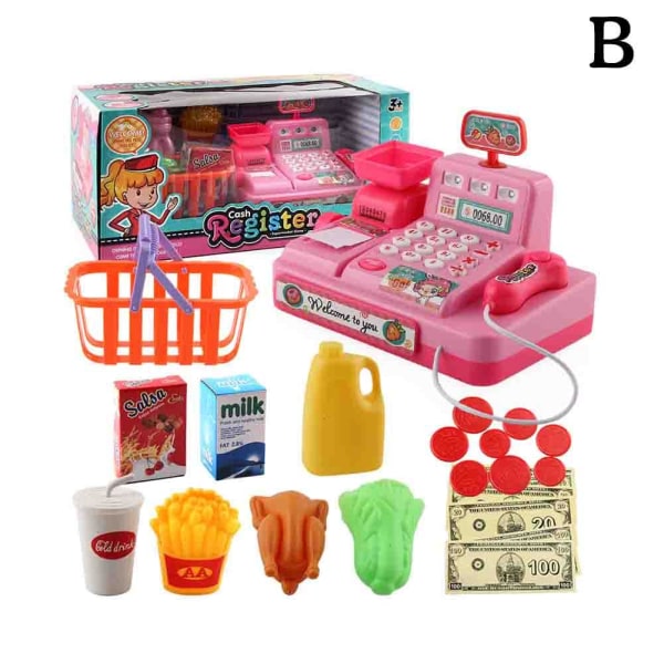 Kassaapparat Till Barn Rollspel Supermarket Toy Play Set With pink B
