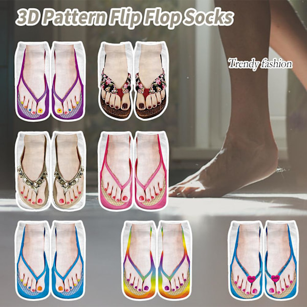 IUYQY Flip Flop strumpor Roliga Manikyr Tryckstrumpor Nyhet Flip-fl D One Size