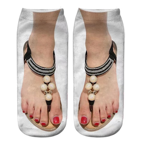 IUYQY Flip Flop-strumpor Roliga Manikyr Tryckta Strumpor Nyhet Flip-fl C One Size