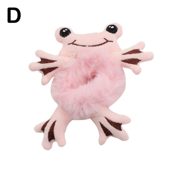pulunto kvinnor plysch hår slips, söt tecknad djur lurvigt hår Hea Pink frog 15*12cm