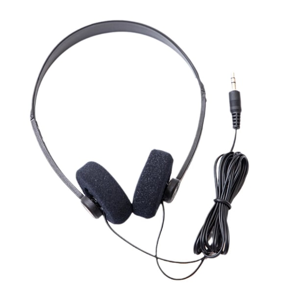 Lätta 3,5 mm trådbundna hörlurar över örat utomhussportmusik black one-size