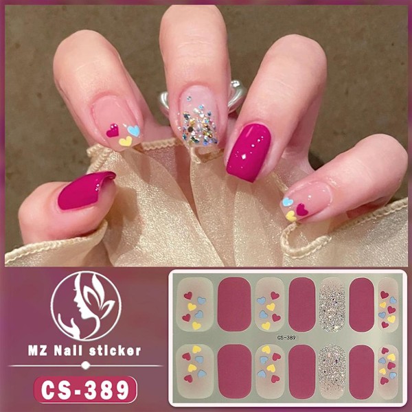 NYA 14 Remsor Nagelsticker Självhäftande DIY Snygga Naglar CS378 14pcs