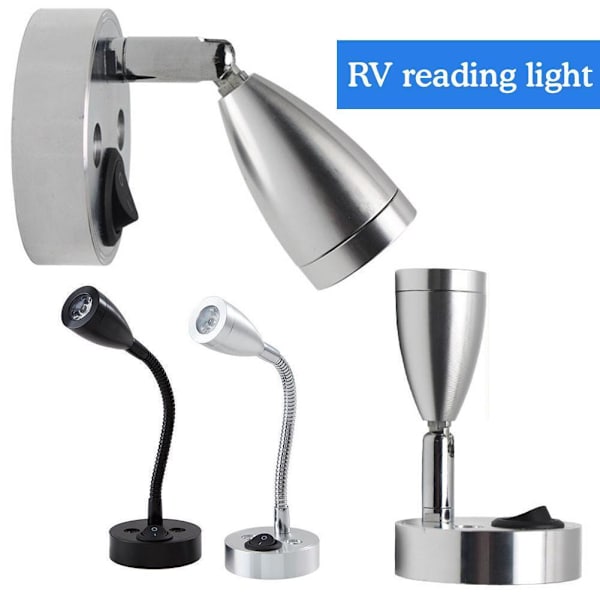 RV Läslampor Interiör Armatur 12V LED med USB Ljus P Läsningsport RV F9P7 Silver A 3200K