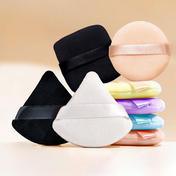 Triangel Sammet Puderpuff Mjuk Torr Våt Kosmetisk Puff Sminksvamp Skönhetssminkverktyg Triangular  1pcs