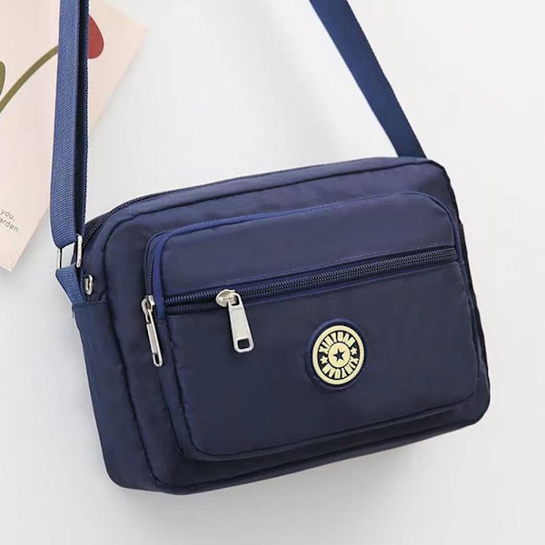 【cod】 Tryckt axelväska för kvinnor, stilig axelremsväska med fyrkantig design D6l6 Blue One size