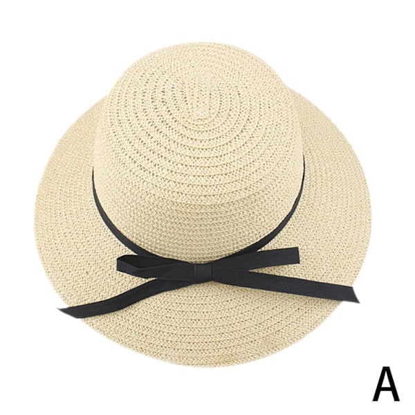 Dam solhatt halm vår sommar floppy strand hopfällbar B beige One-size