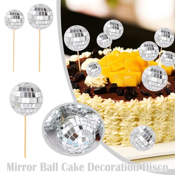 3/5/12st Rör Disco Cake Sign Prom Dekorationer Mini Cakes Mirro sliverA 3cm