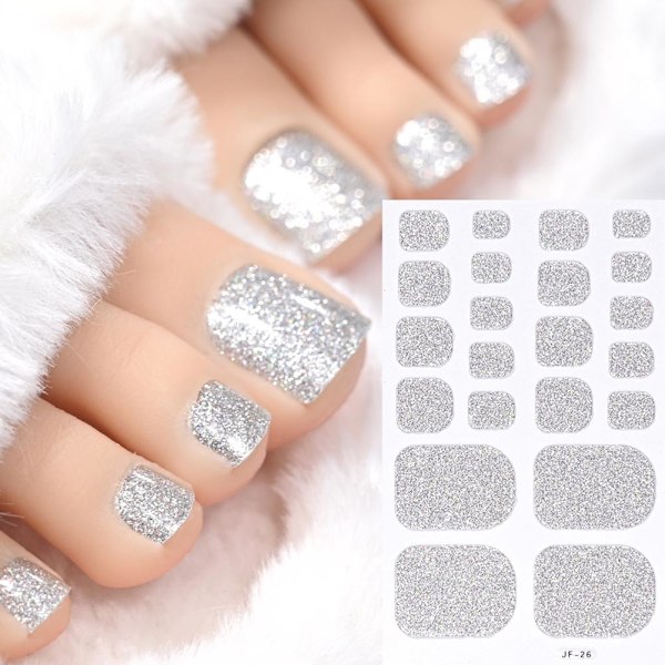 Glitter Tånageldekor Självhäftande Full Täckning Ren Färg Tånagel Wraps GXU  JF-26 1pcs