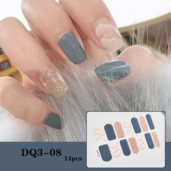 Gel Strips Semi Cured Gel Nail Art Sticker Vattentät Nail Strip 8 14pcs